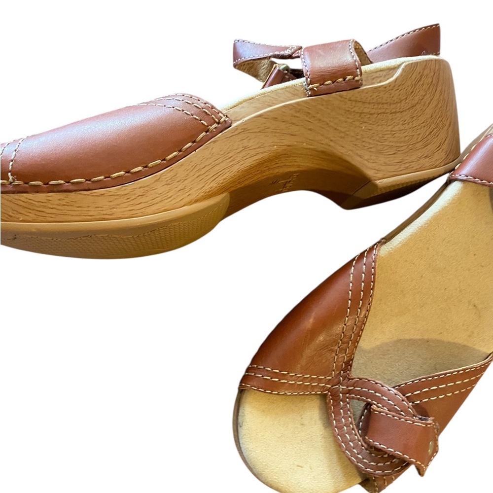 Dansko size 41 wooden clog sandals velcro easy on/off adjustable straps